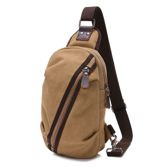 Men Canvas Casual Small Outdoor Zipper Black Coffee Khaki Shoulder Crossbody Bag