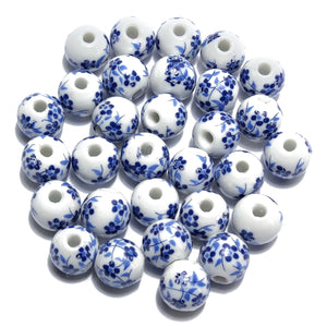 30Pcs 12mm Flower Ceramic Spacer Beads DIY Loose Beads