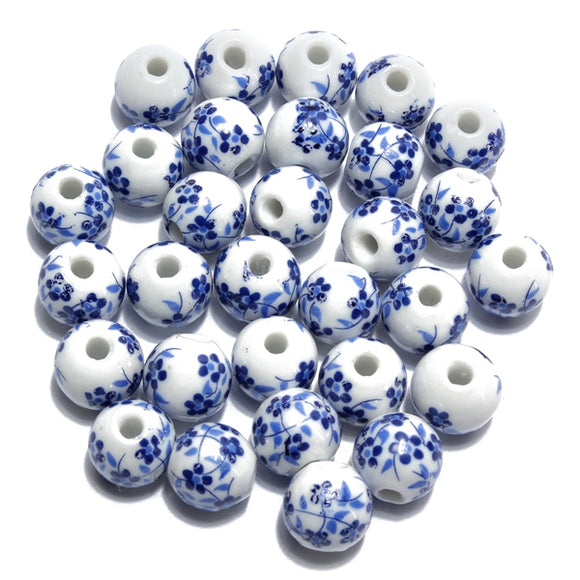 30Pcs 12mm Flower Ceramic Spacer Beads DIY Loose Beads