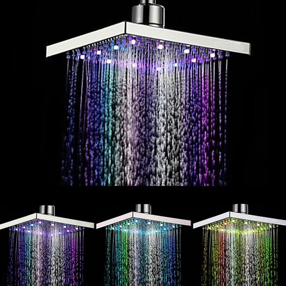360 Adjustable Chrome Water Temperature Controlled Multi-Color LED Shower Head