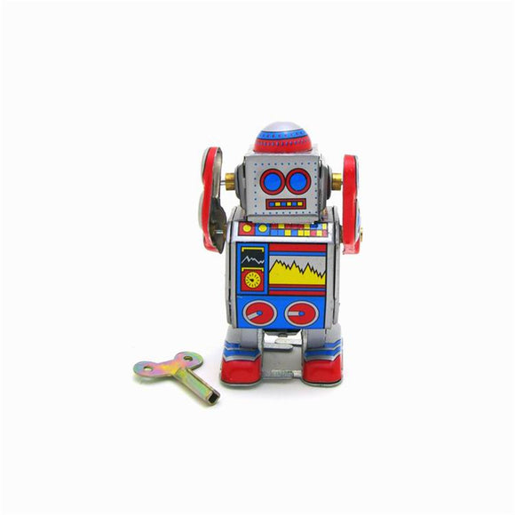 Classic Vintage Clockwork Wind Up Robot Photography Reminiscence Children Kids Tin Toys With Key