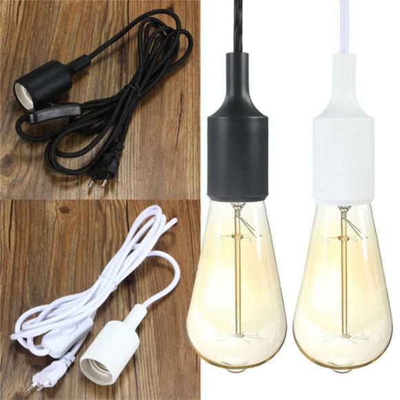 E26 E27 Plug-in On/off Hanging Light Socket Pendant Lamp Holder Bulb Socket