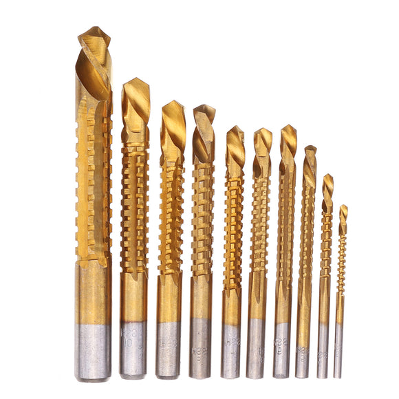 Drillpro 10pcs 3-13mm HSS Titanium Coated Twist Drill Bit Set Wood Metal Cutting Groove Drill Bit