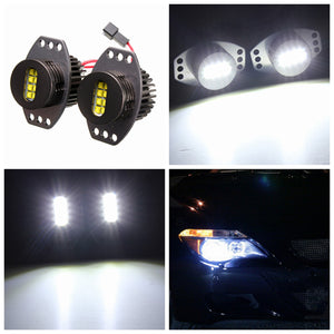 64W Angel Eyes Headlight XENON LED Halo For BMW E90 E91 06-08 White Lamp