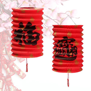10 PCS ChineseFu"Reunion Hanging Red Paper Lamp Lantern New Year Festival Decor"