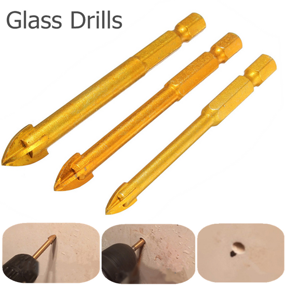 3pcs Hex Ti Porcelain Spear Head Ceramic Tile Glass Marble Drill Bits Set 6 8 10mm