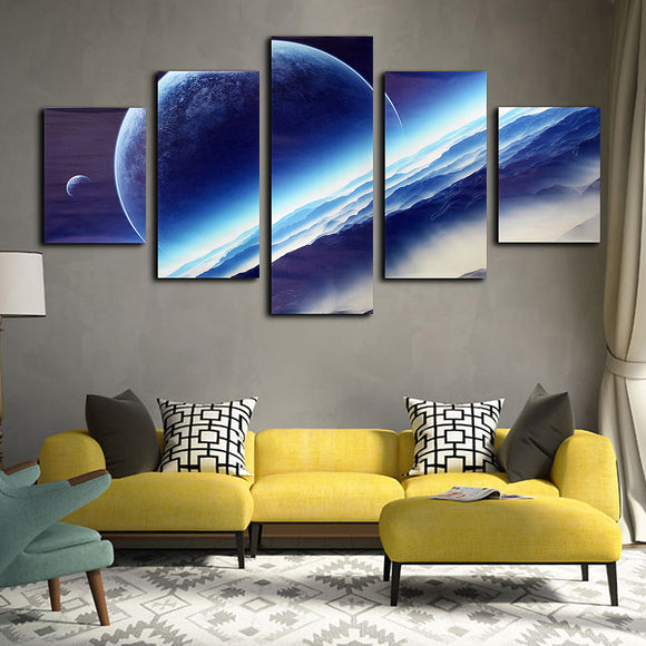 5 Cascade Night Sky Interstellar Space Globe Canvas Wall Painting Picture Home Decoration No Framed