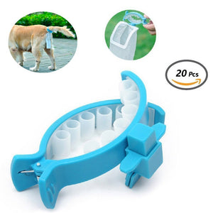 Dog Poop Soft Silicone Tail Holder Hands Free Pet Faeces Container with 20 Pieces Bags Size M/ L