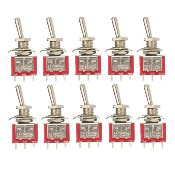 10pcs Red Toggle Switch DPDT On-Off-On 6 PINs 3 Position 5A 120Vac /2A 250Vac