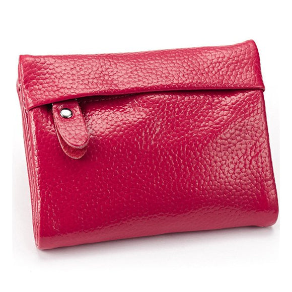 Women Men Genuine Leather Short Wallet Elegant Zipper Purse Card Holder Coin Bags