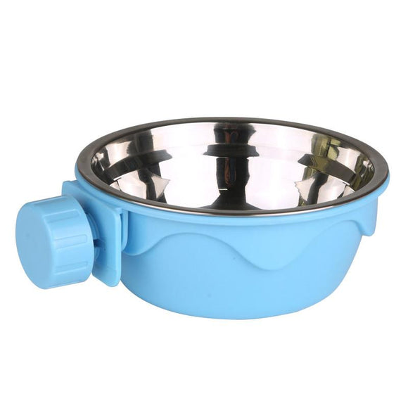 Dog Cat Hanging Bowl Stationary Drinking Bowl Stainless Steel Water Food Feeder Feeding Dog Puppy Cat Pet Bowl
