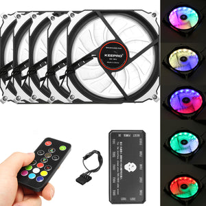 5Pcs RGB LED 366 Modes Quiet Computer Case PC Cooling Fan 120mm+Remote Control DC 12 V