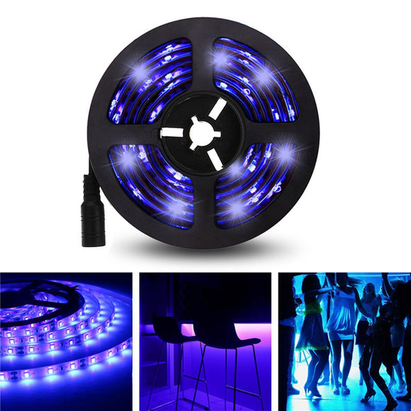5M 3528SMD Non-waterproof UV Purple LED Strip Light with DC Connector DC12V