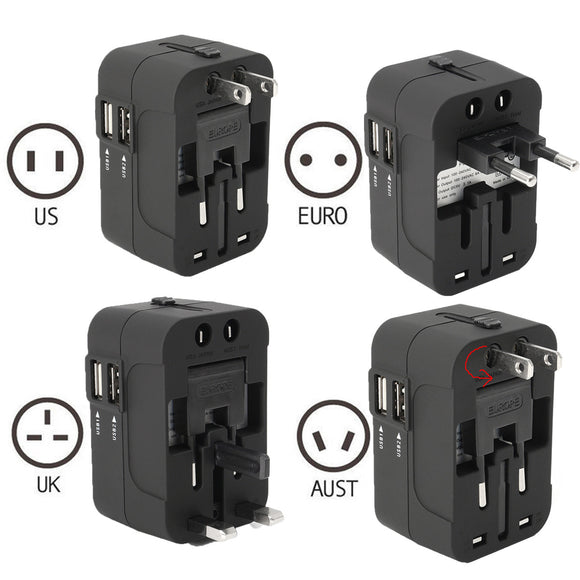 Universal US/AU/UK/EU Power Charger Adapter USB Portable Electric Converter Travel Plug