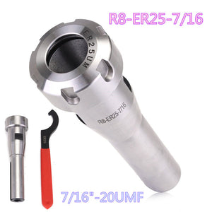 R8-ER25-7/16 Collet Chuck Holder Straight Shank Extension ER25 Wrench CNC Arbor