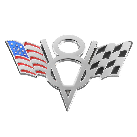 Metal V8 American Flag Motorcycle Decoration Stickers Car Emblem Badge Decals