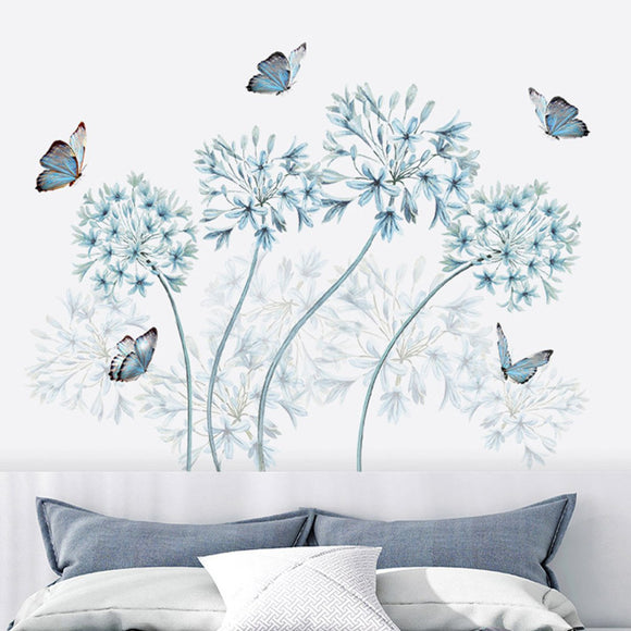 Removable Blue Dandelion Butterflies Wall Sticker Art Vinyl Decal Home Decor