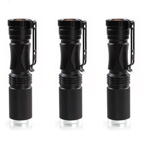 3pcs Meco XPE-Q5 600Lumen 7W Zoomable LED Flashlight Black For 1xAA 1.2V