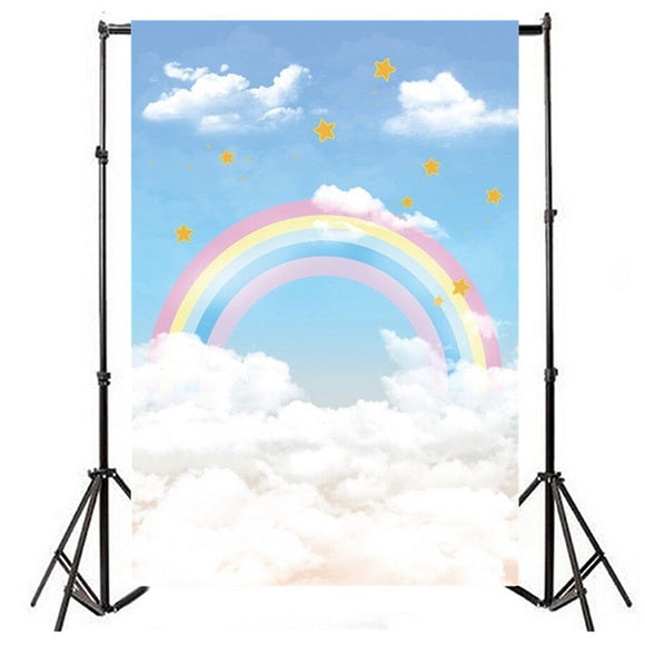 2.1m x 1.5m Rainbow Clouds Stars Theme Photography Vinyl Backdrop Studio Background