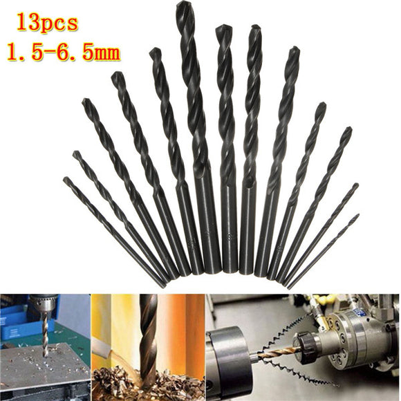 13pcs 1.5-6.5mm HSS Twist Drill Bit Straight Shank High Speed Steel Twist Drill Bit Set