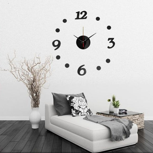 3D DIY Number Decal Frameless Wall Clock Room Decoration