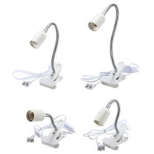 10/20/30/40cm US Plug E27 Flexible Clip on Switch LED Light Lamp Bulb Holder Socket Converter