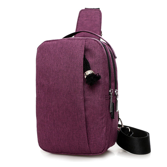 Women Men Nylon Chest Bag Casual Crossbody Bag Laptop Shoulder Bag