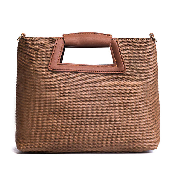 Women Concise Grass Straw Shoulder Bags Retro Handbags