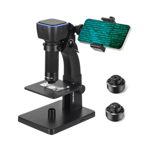 MUSTOOL MT315W HD 2000X WIFI Digital Microscope+Mobile Phone Holder Clip Dual Lens USB Microbiological Observation Industrial Microscopes Profession Welding Video Magnifier for Android IOS PC