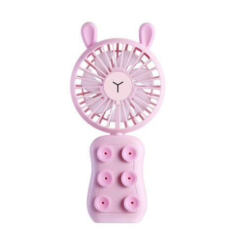 Well Star WT-9101 Little Bear/Rabbit Mini USB Fan Phone Holder with Colorful Light Mode Six silicone suction cups Handheld Small Fan Portable Air Cooler For Home Office Outdoors