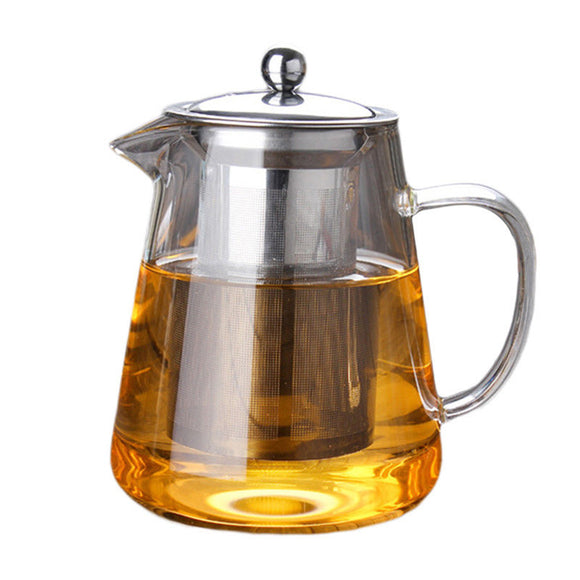 450ml Heat Resistant Clear Glass Tea Pot With Infuser Coffee Tea Leaf Herbal Pot