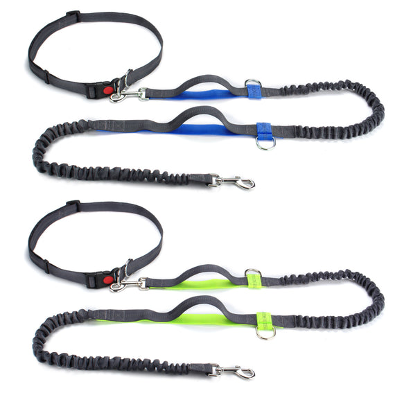 Hands Free Dog Leash Running Jogging Waist Belt Pet Training Elastic Leashes Dog Training Stick