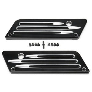 Hard Billet Deep Cut CNC Saddlebag Latch Cover For Harley Touring 93-13 Black