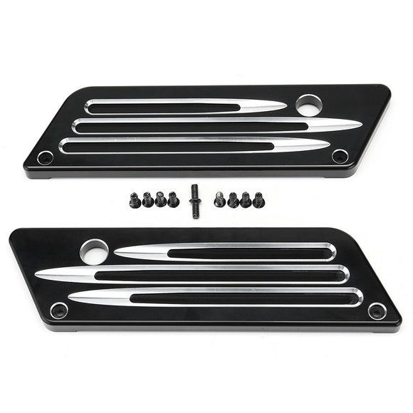 Hard Billet Deep Cut CNC Saddlebag Latch Cover For Harley Touring 93-13 Black