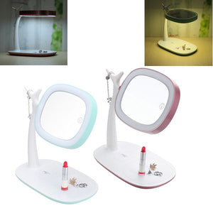 QI Wireless Charger Makeup Mirror LED Night Light Touch Screen 360 Rotation Desk Lamp