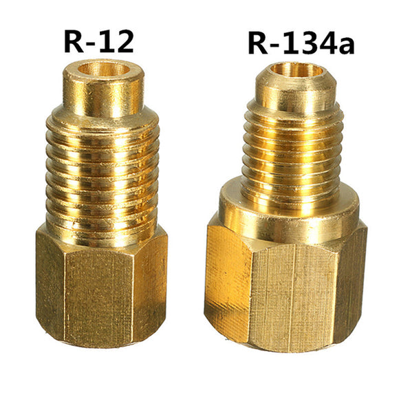 2pcs R134a To R12 & R12 To R134a Vacuum Pump Brass Adapters Set
