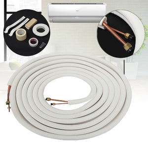 10m Air Conditioner Coil Tube 1/4'' 3/8'' Insulated Copper Wire Pipe Split Line Wire