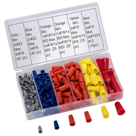 158Pcs Twist Nuts Caps Set Electrical Wire Connectors Quick Insulated Screw Terminal Kit