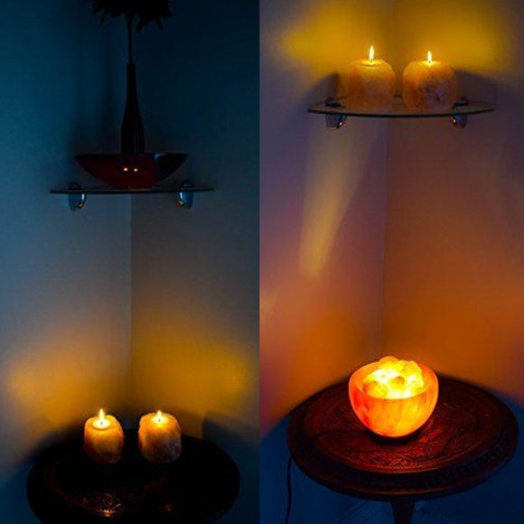 Himalayan Natural Crystal Rock Salt Lamps Night Candle Holder Light Purifier Home Decor