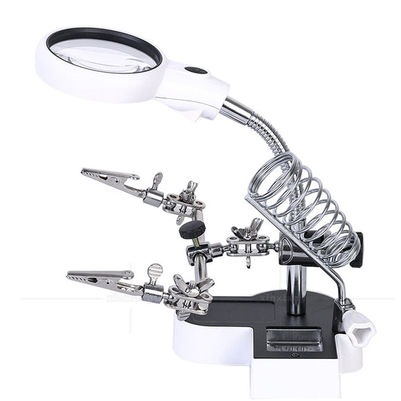 4.5-11X LED Desk Lamp Magnifying Magnifier Glass with Light Stand Clamp for Repair Read USB