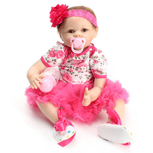 Newborn Dolls 55cm Realistic Silicone Vinyl Reborn Babies 22 Inch Dolls Fat Face