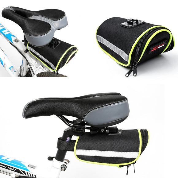 BIKIGHT 600D+PE Waterproof Bicycle Mountain Bike Saddlebags Pouch Reflective Seat Rear Storage Bag For Xiaomi Electric Scooter Motorcycle E-bike Cycling