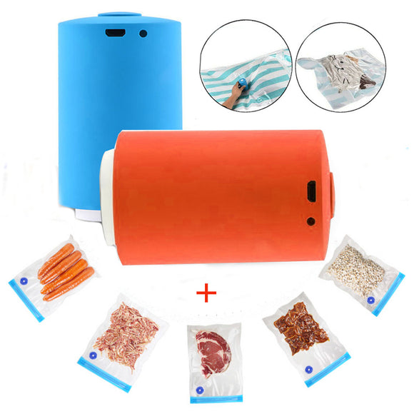 Portable Mini Automatic Electric Compression Vacuum Pump Food Storage Packing Wrapping Device + 5 Compressed Bags