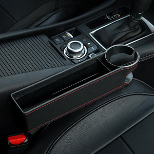 Detachable Car Seat Crevice Gap Storage Box Organizer Leather Cup Holder Double Sided Installation