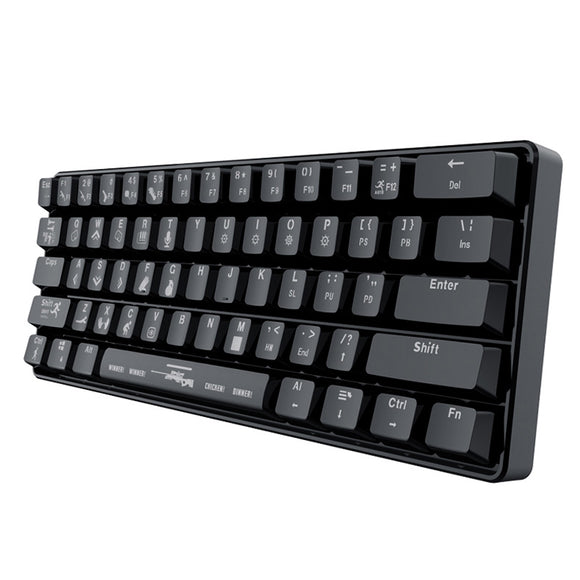 Maibenben 61Keys 60% Outemu Blue Switch Mechanical Gaming Keyboard ICE Blue Backlit Type-c Keyboard for PUBG Game