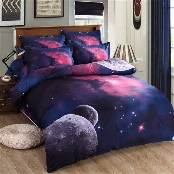 Honana WX-8868 3/4pcs Galaxy 3D Bedding Sets Universe Outer Space Duvet Cover Fitted Bed