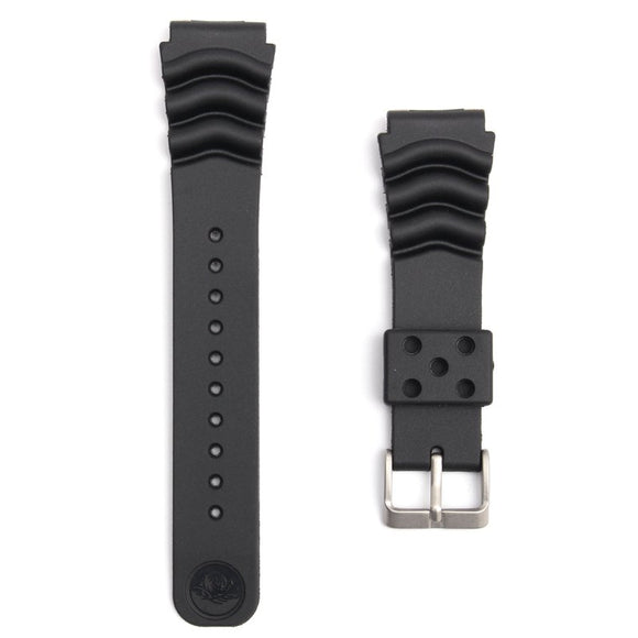 22MM Replacement Black Band Strap Rubber Wave Vent For SEIKO DIVER'S Watch
