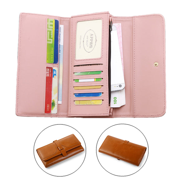 Universal Three-folded 10 Card Slots PU Leather Phone Wallet for Phone Under 5.5-inch