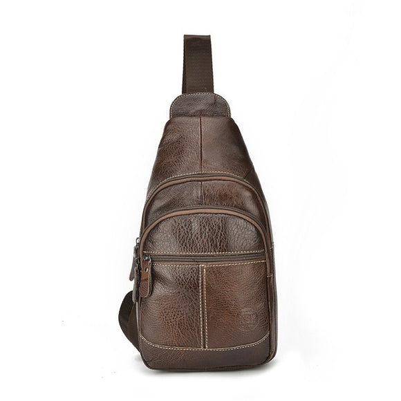 Men's Quality Genuine Leather Sport Casual  Chest Bag Mini Crossbody Bag