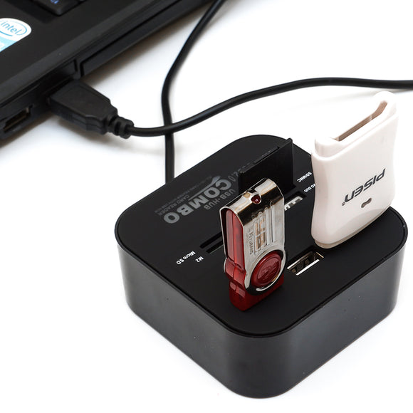 DM-HC01 All-in-one 3 Ports USB 2.0 HUB SD TF MS M2 MMC Card Reader Cable Splitter Adapter